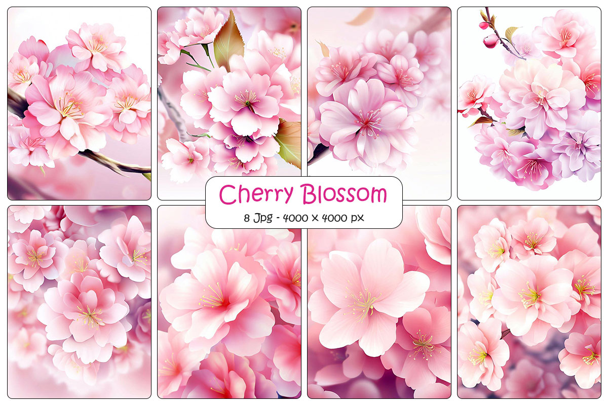 Realistic cherry blossom background, Beautiful japanese sakura pink cherry flowers