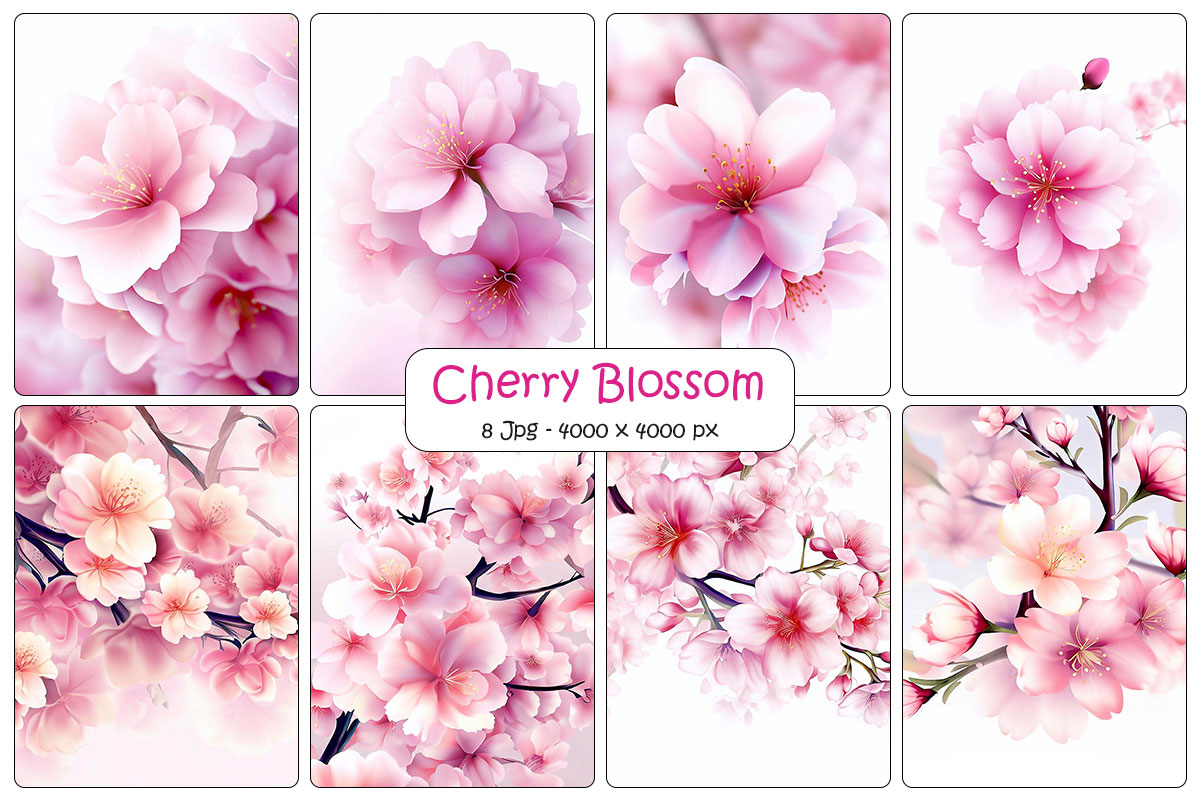 Beautiful cherry blossom background, Realistic japanese sakura branch with pink flowers