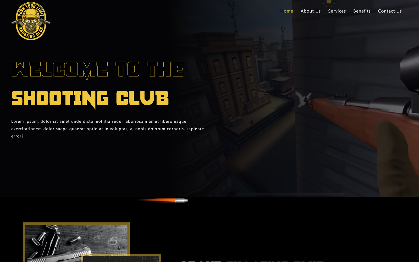 DesignAim - Gun Shooting Landing Page