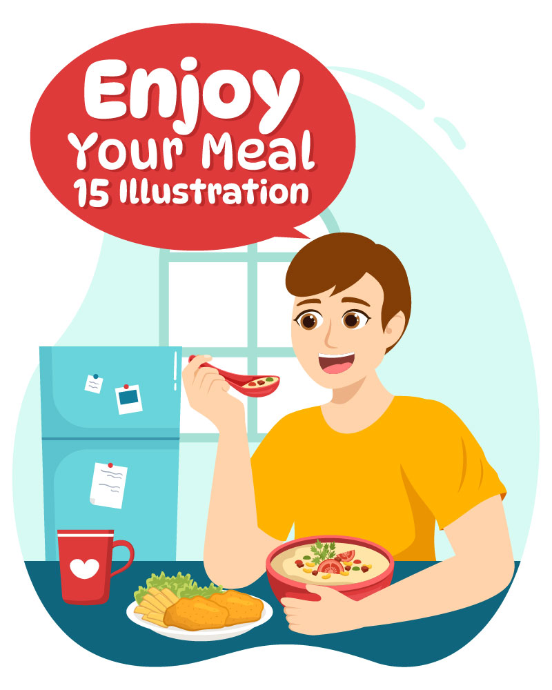 15 Enjoy Your Meal Vector Illustration