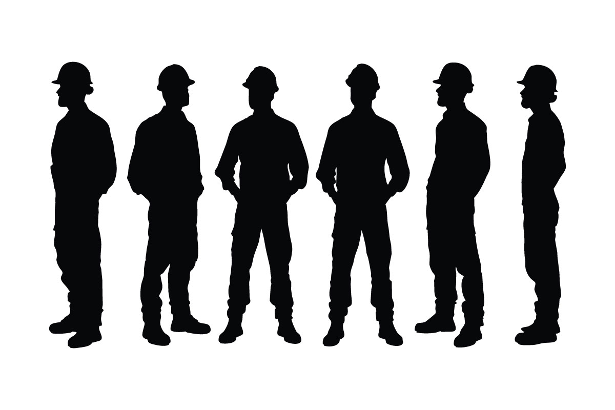 Male architect and worker silhouette