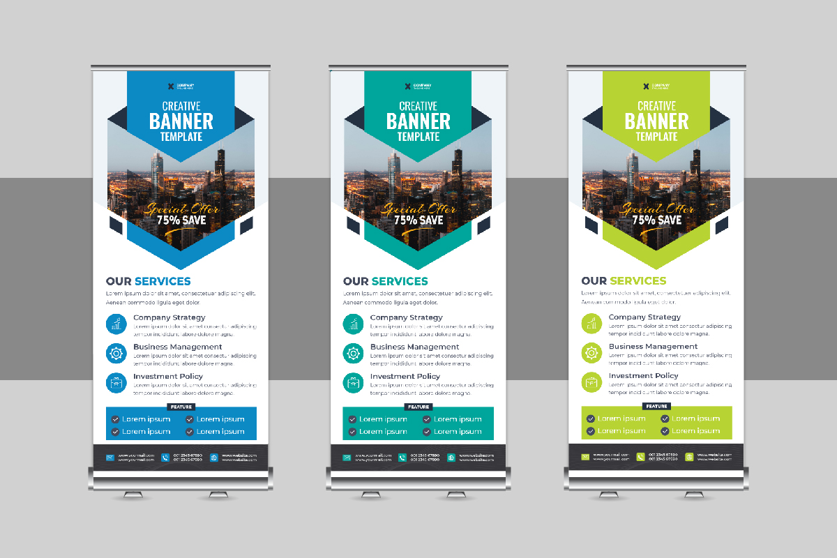 Corporate Roll Up Banner, X Banner, Standee, Pull Up Design Layout for Advertising Agency