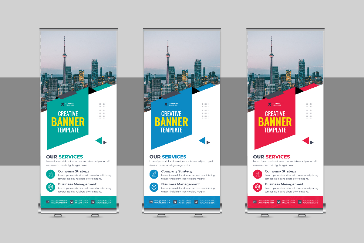 Corporate Roll Up Banner, X Banner, Standee, Pull Up Design Layout for Advertising Company