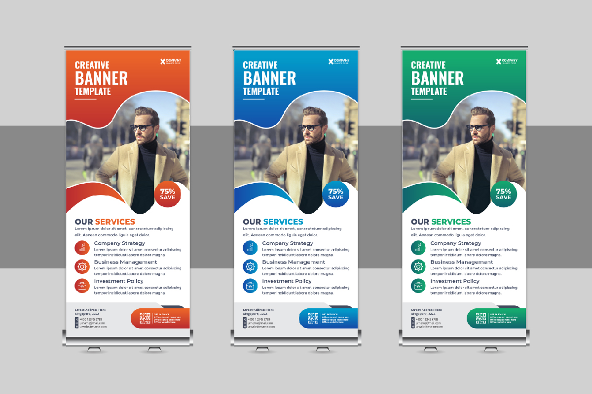 Modern Roll Up Banner, X Banner, Standee, Pull Up Design Layout for Advertising Agency