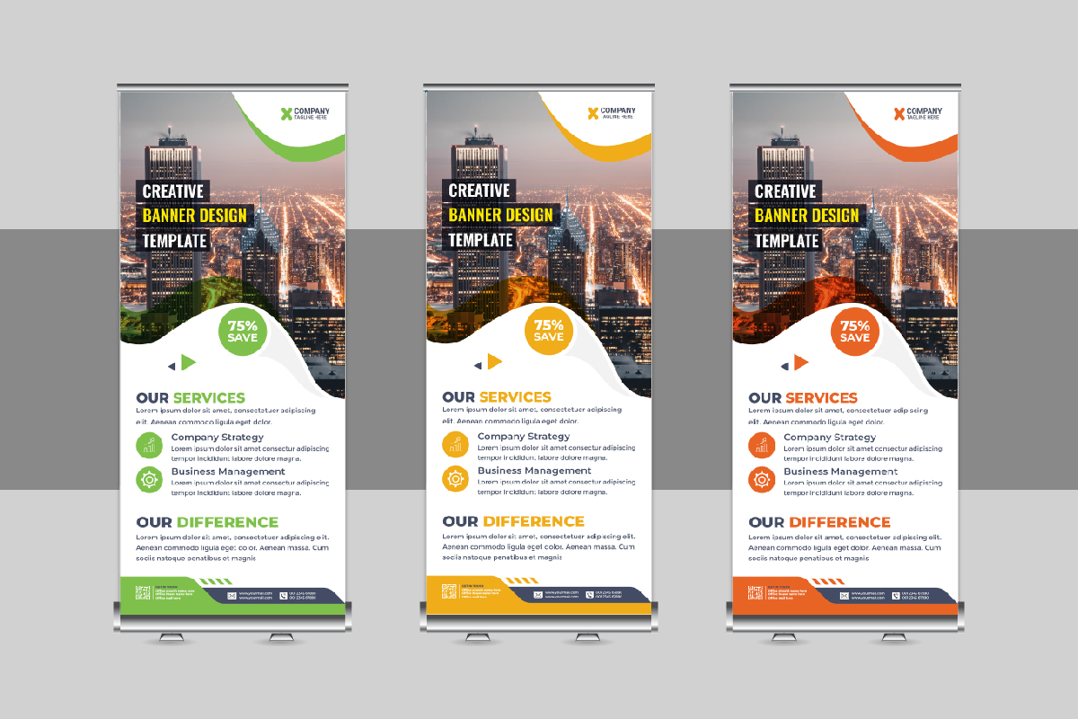 Creative Roll Up Banner, X Banner, Standee, Pull Up Template Design Layout