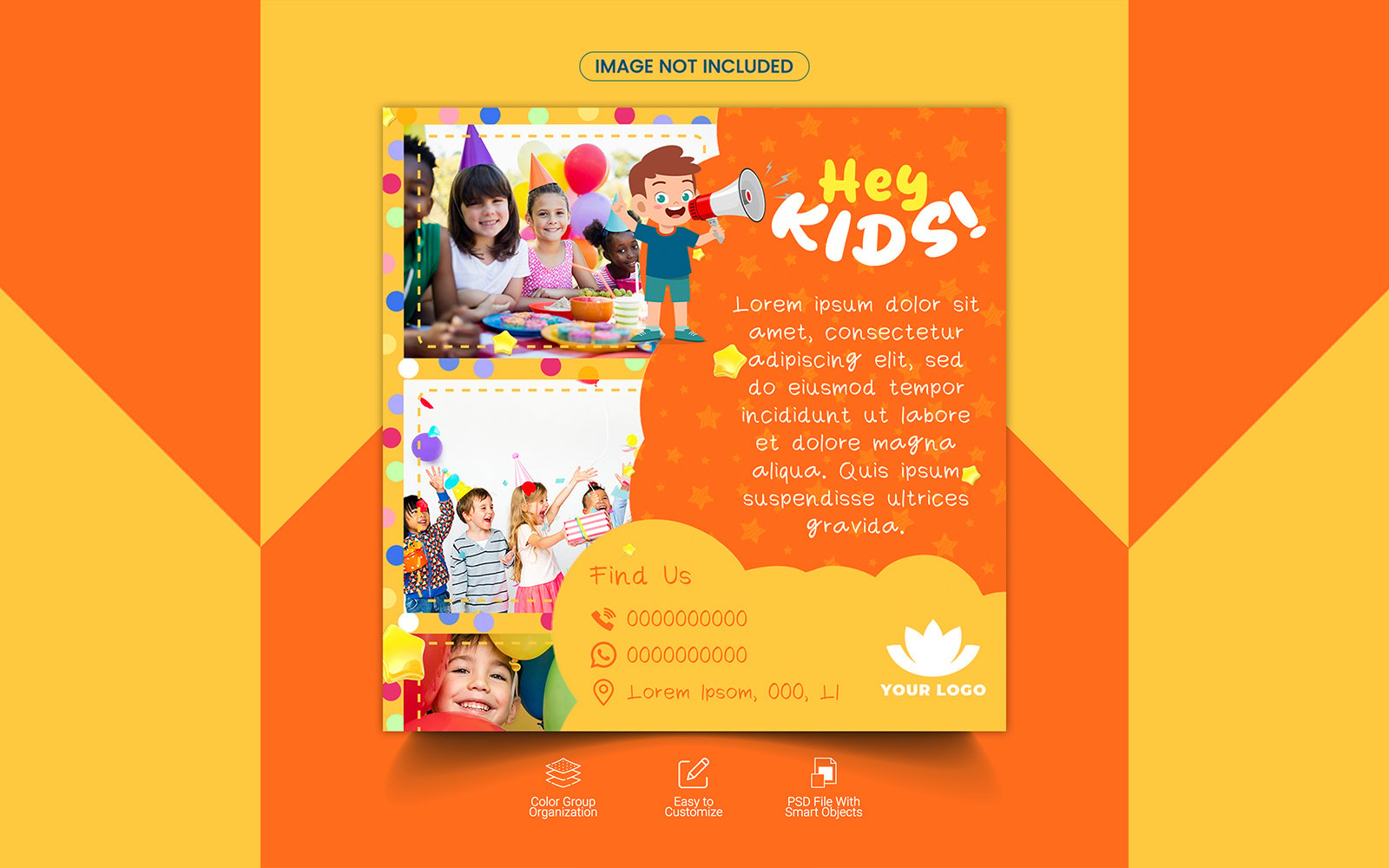 Kids Party feed Social Media Template