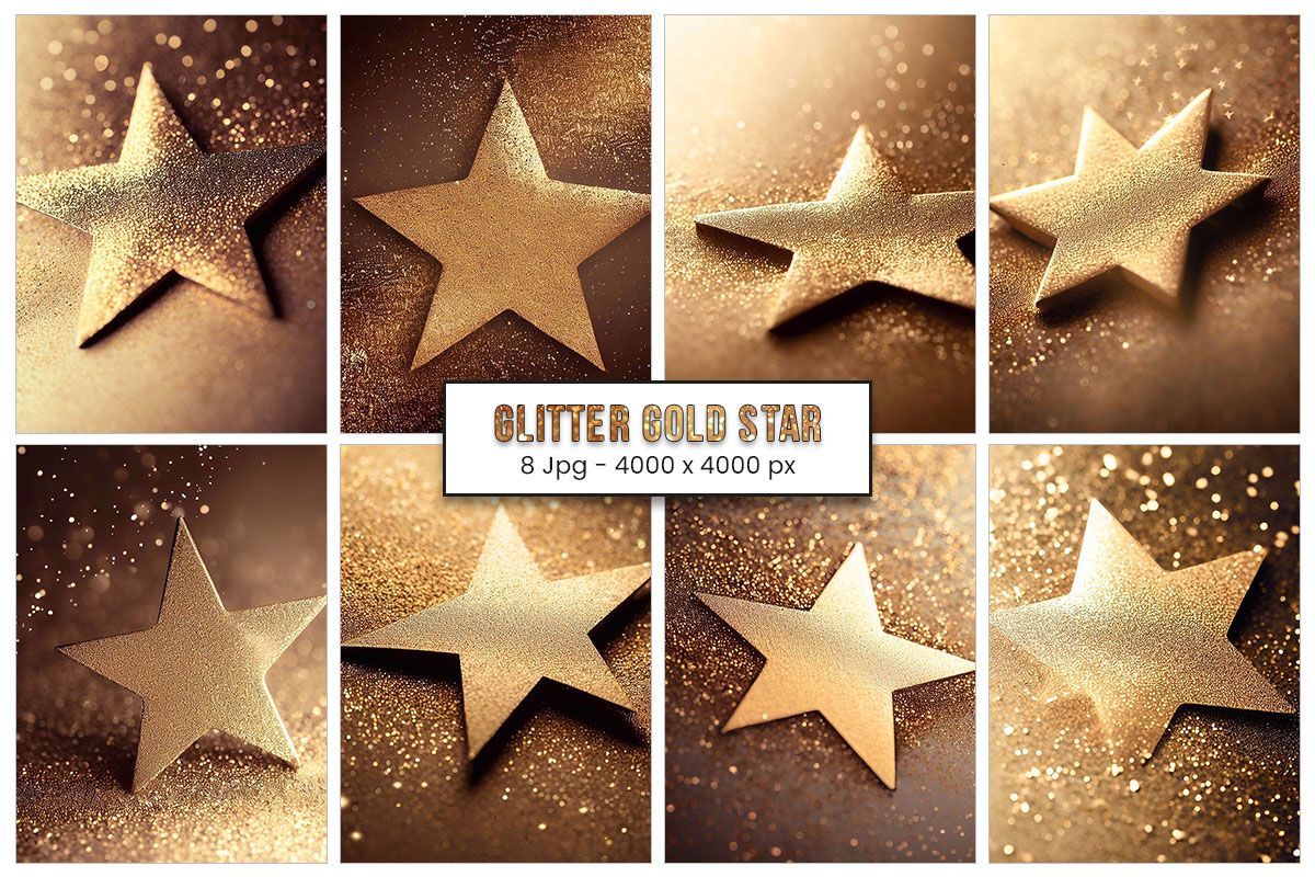 Golden stars background, glitter texture digital paper