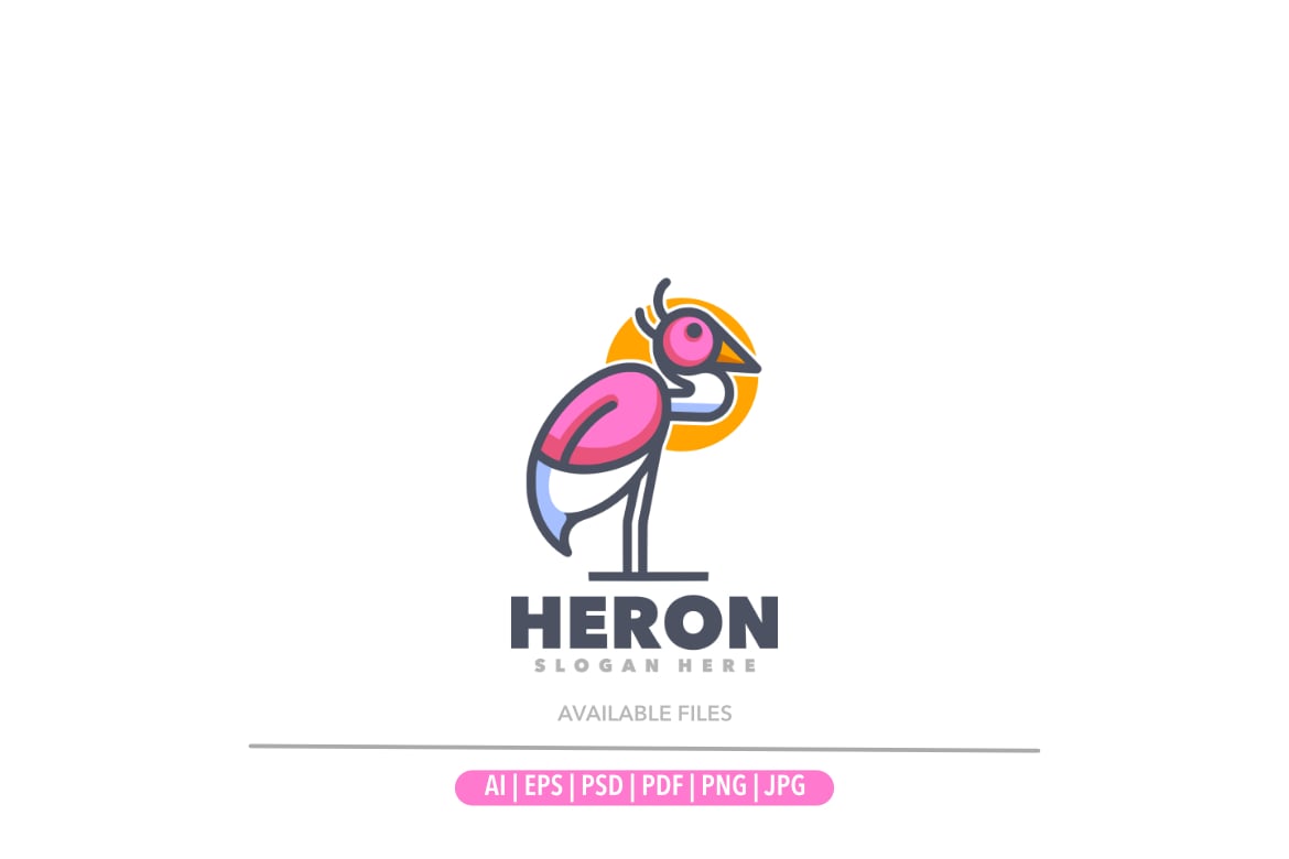 Heron outline logo template design illustration