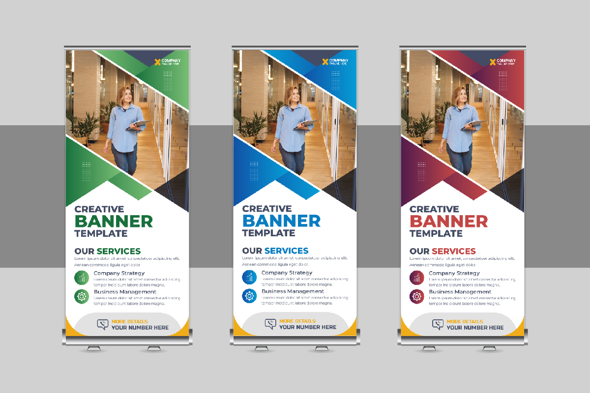 Business Roll Up Banner, X Banner, Standee, Pull Up Design for Advertising Company