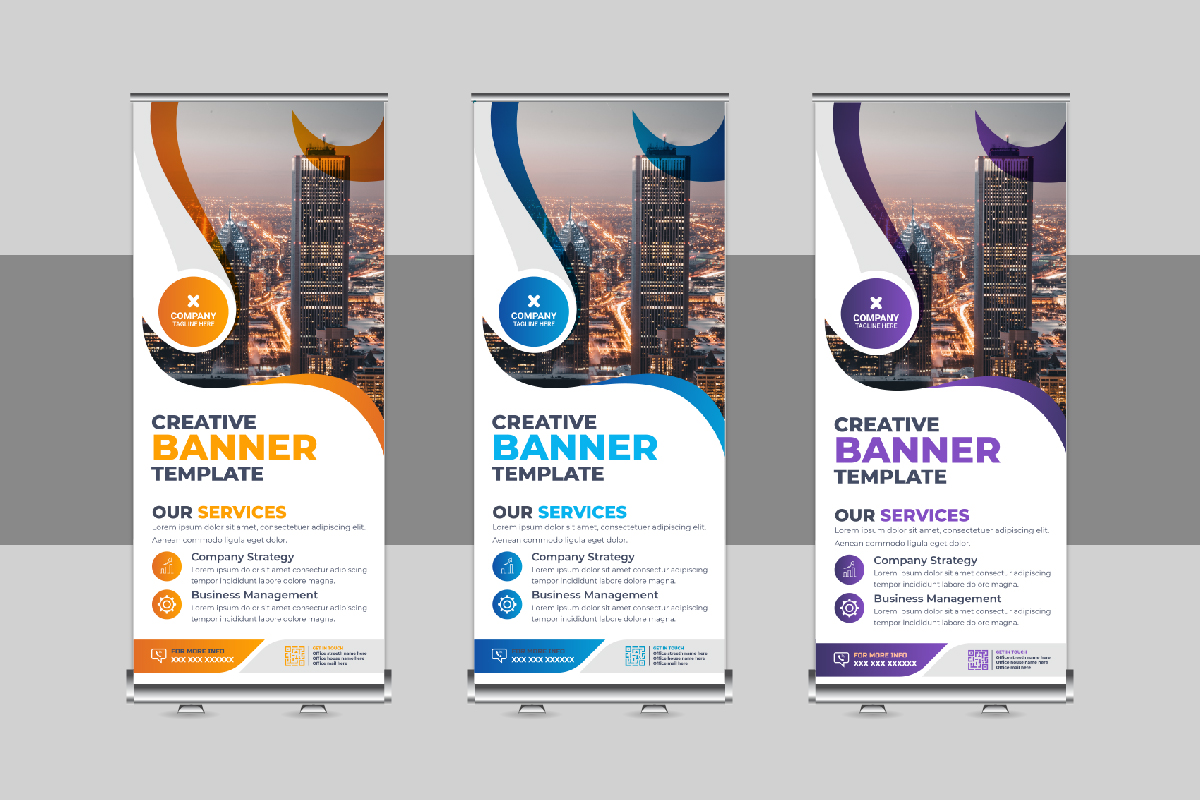 Business Roll Up Banner, X Banner, Standee, Pull Up Design Template Layout
