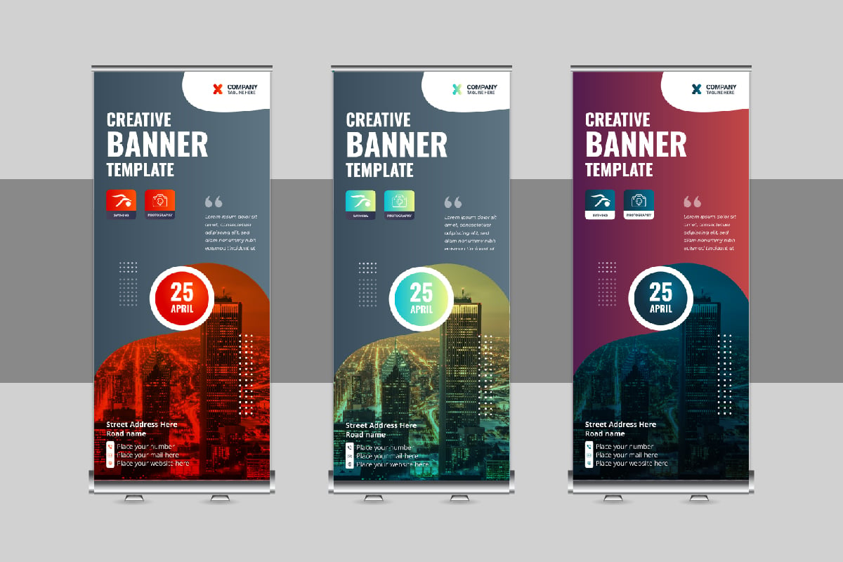 Corporate Roll Up Banner Design, X Banner, Standee, Pull Up Design Template