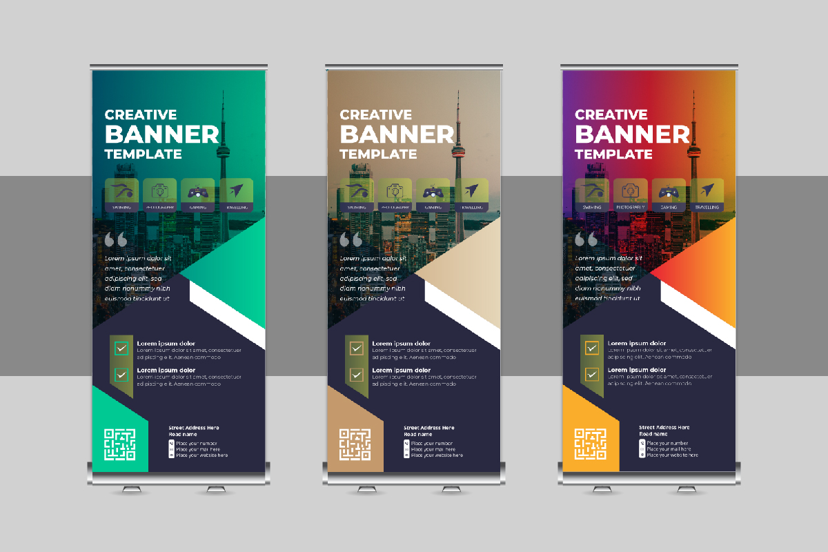 Corporate Roll Up Banner Design, X Banner, Standee, Pull Up Template Design Layout