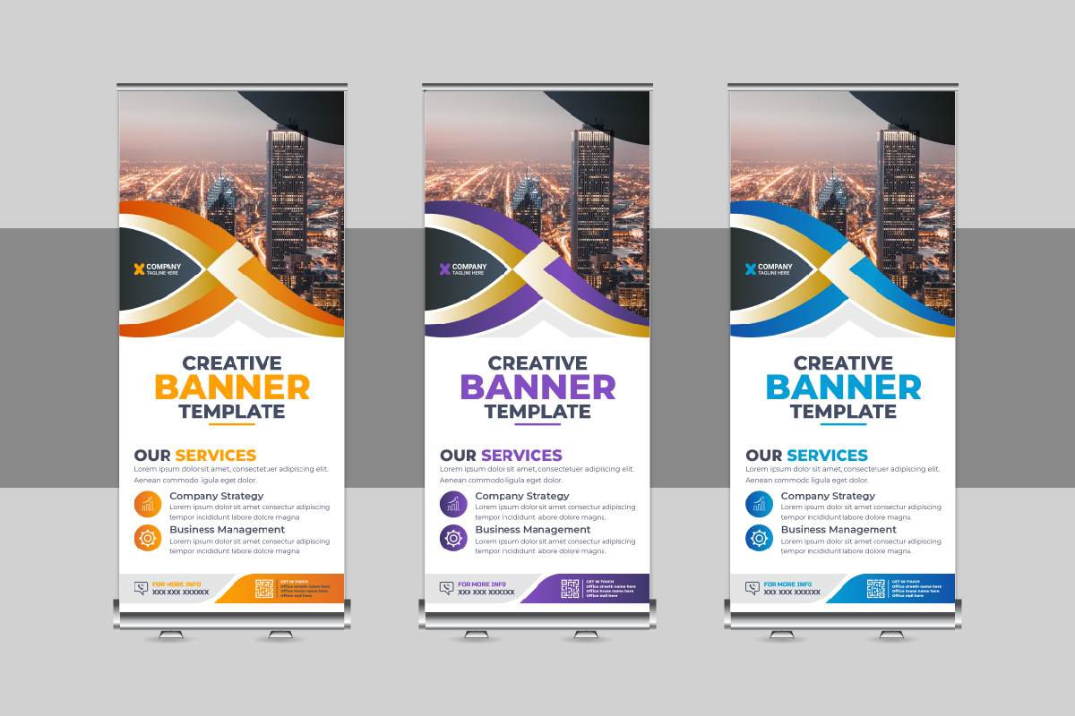 Corporate Roll Up Banner Design, X Banner, Standee, Pull Up Design Layout for Advertising Agency