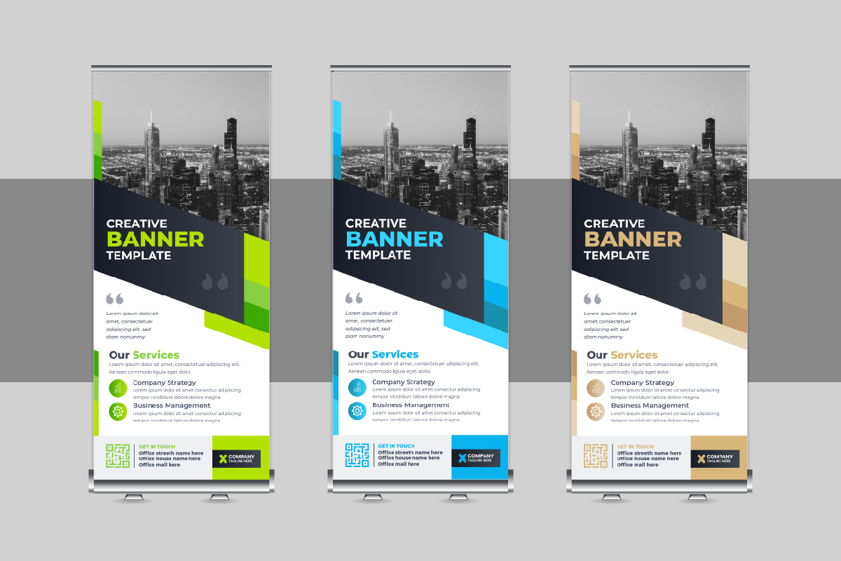 Modern Roll Up Banner Design, X Banner, Standee, Pull Up Template