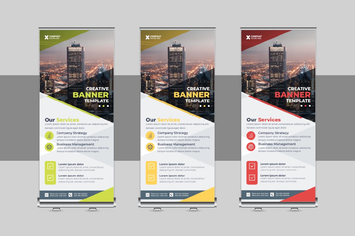 Modern Roll Up Banner Design, X Banner, Standee, Pull Up Template Design