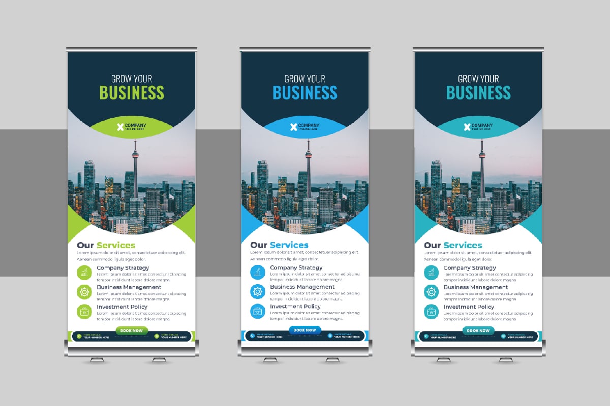 Modern Roll Up Banner Design, X Banner, Standee, Pull Up Design Template Layout