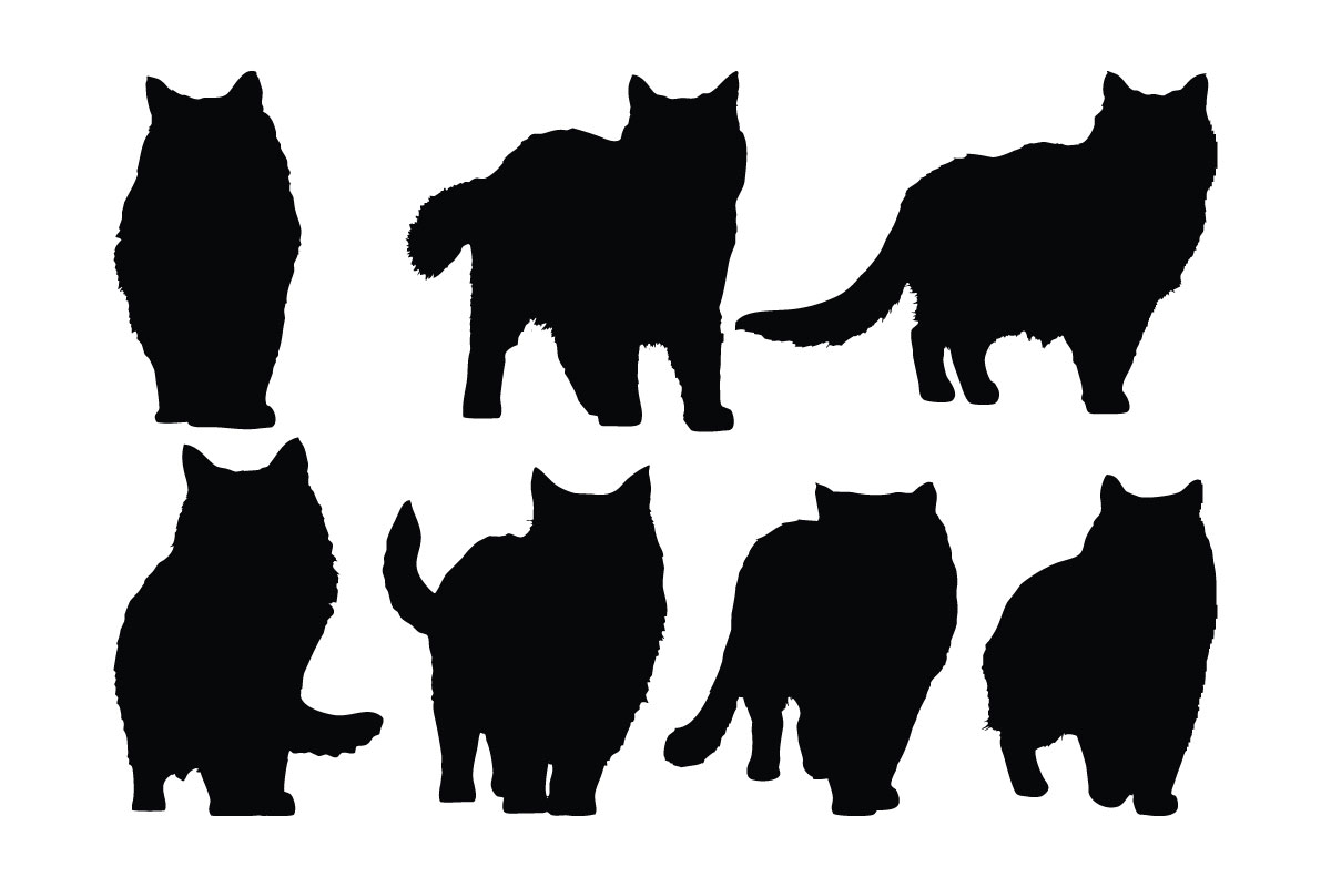 Furry feline silhouette bundle vector