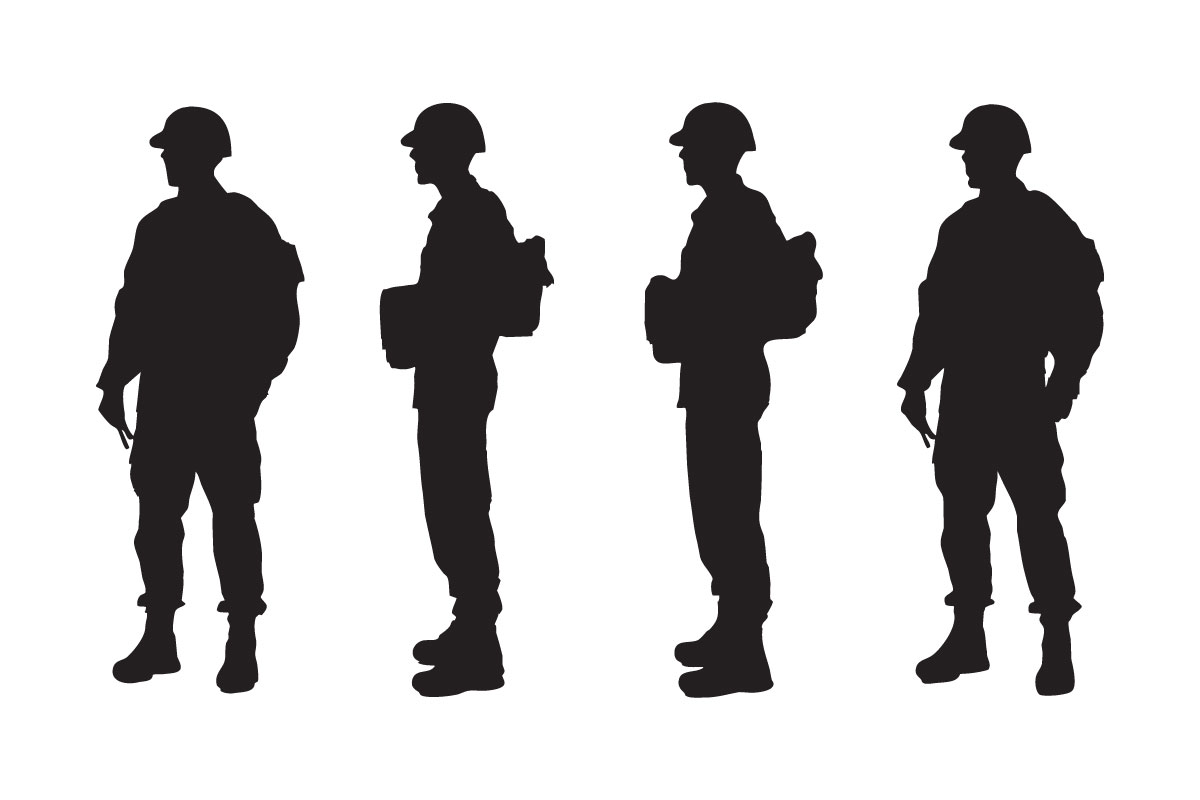 Army soldiers silhouette set vector