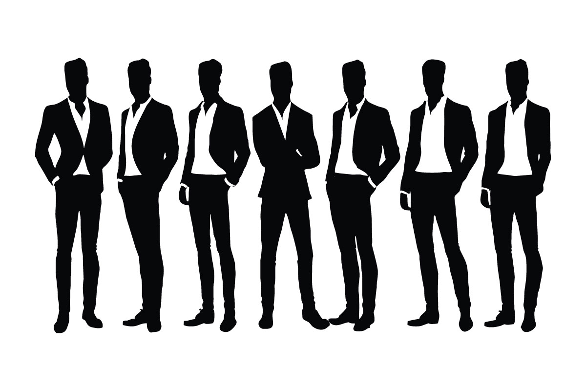 Male businessman and model silhouette