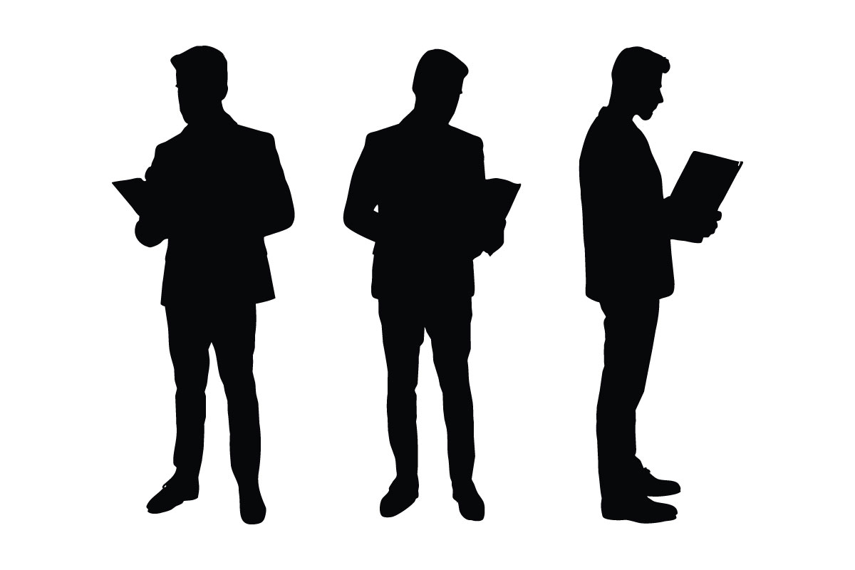Lawyer standing in different positions