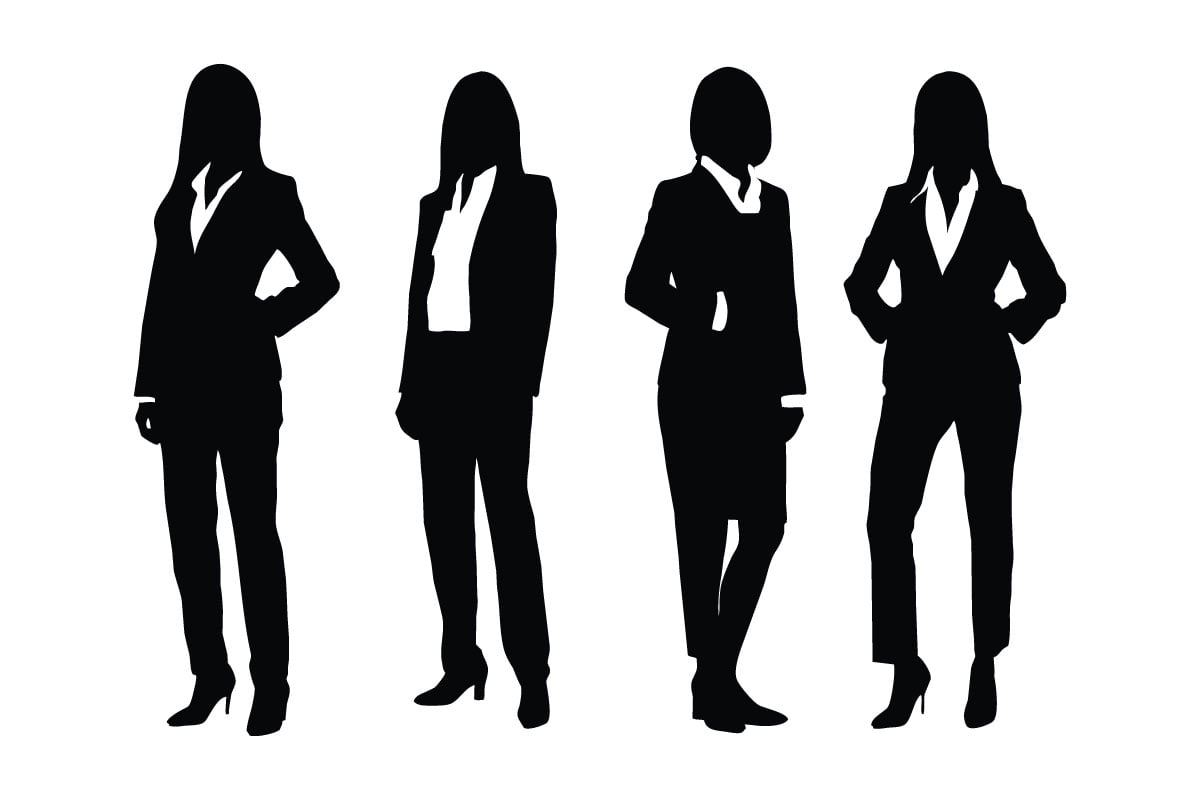 Female lawyer silhouette set vector