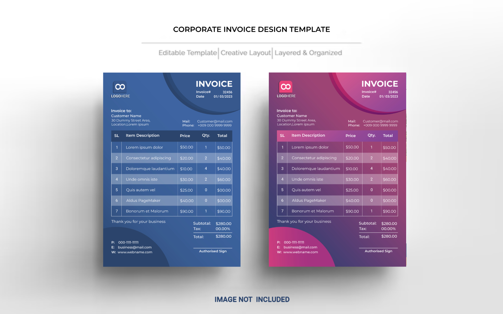 Corporate invoice and business invoice design 3