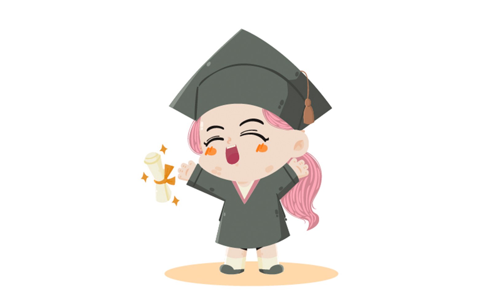 Girl Graduation Gown Cap Illustration