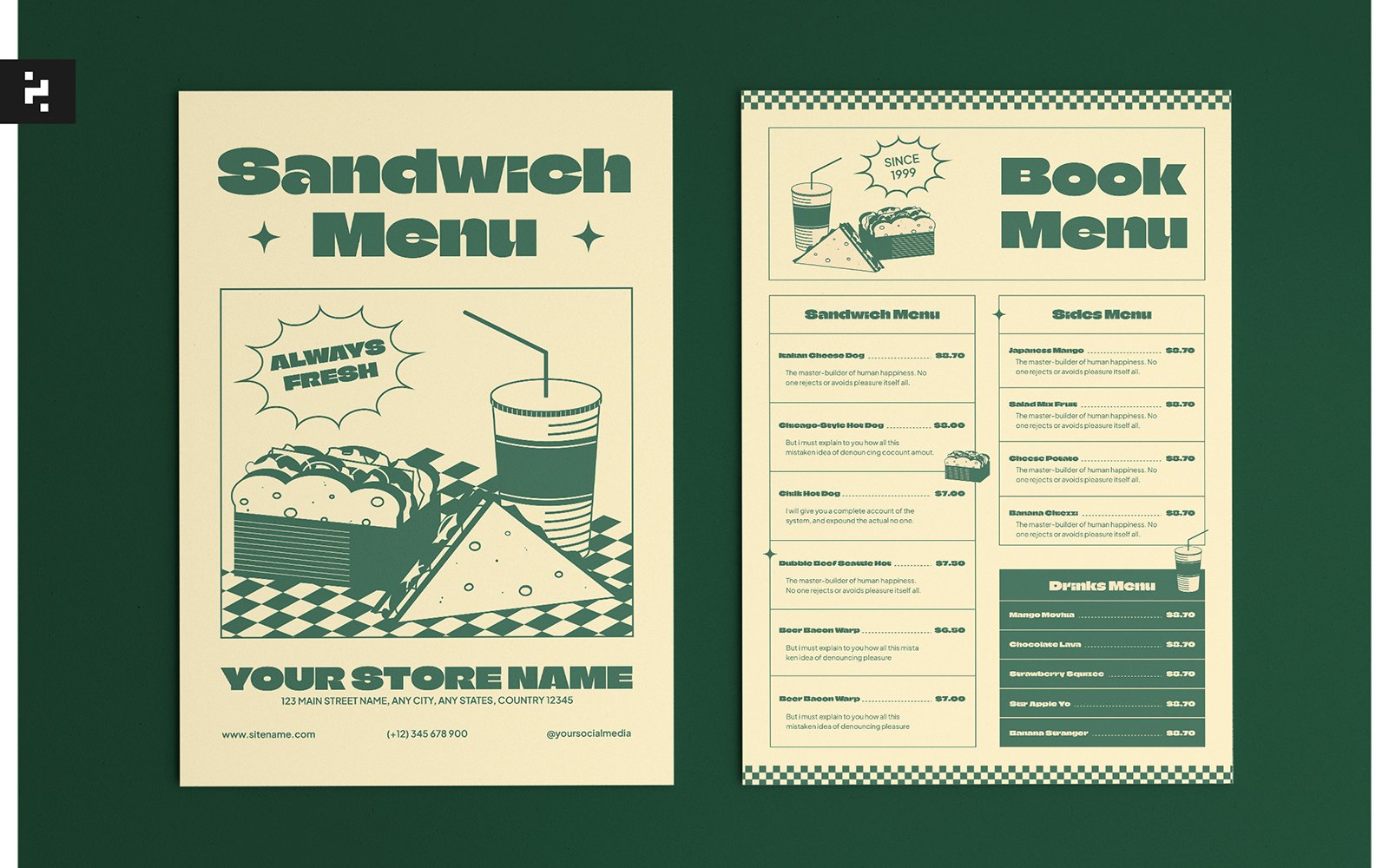 Sandwich Menu Retro Theme