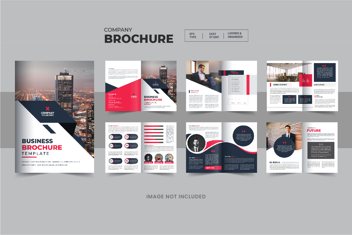 Business Brochure creative design. Multipurpose template with cover, back and inside page