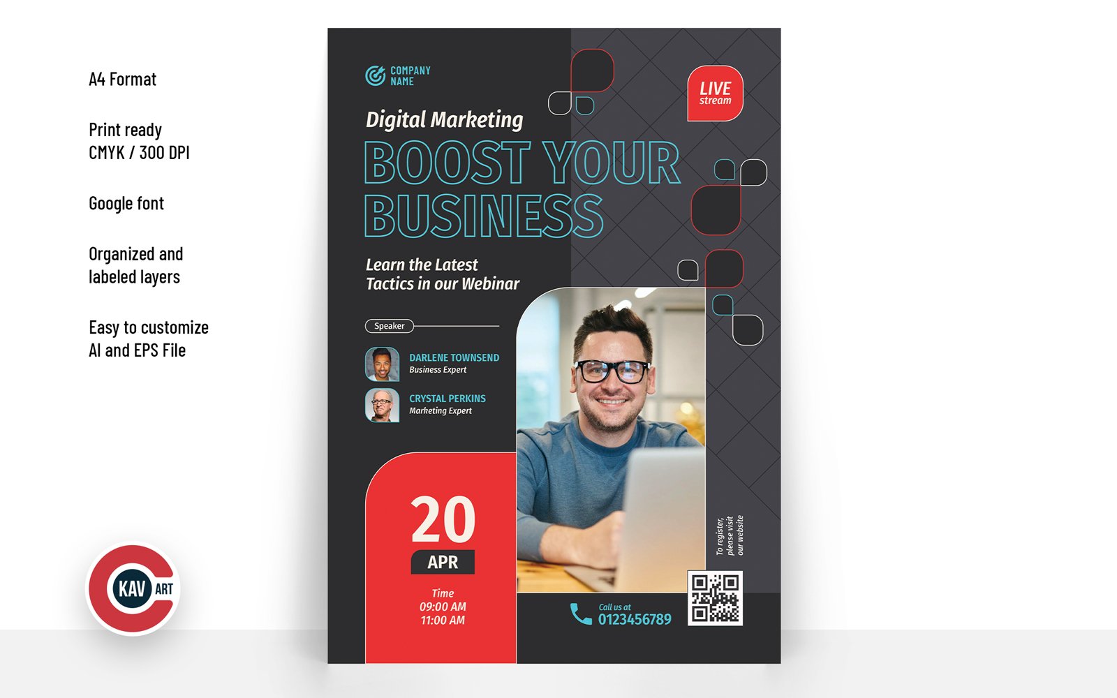 Digital marketing online workshop flyer vector design template - 00012