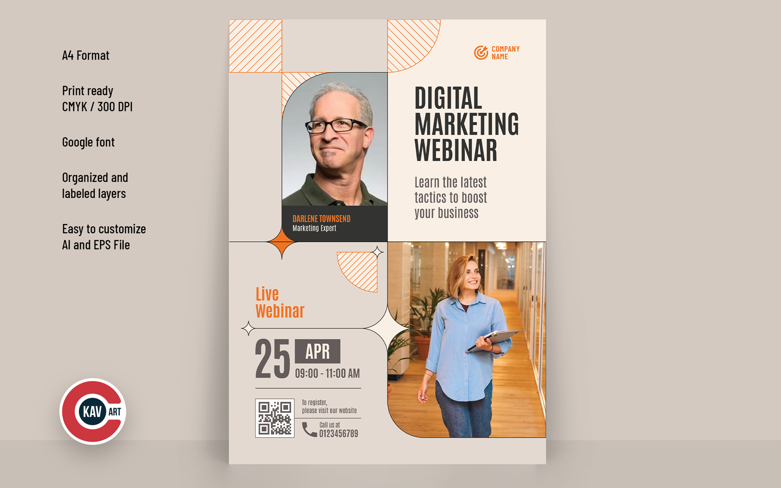 Digital marketing online workshop flyer vector design template - 00013