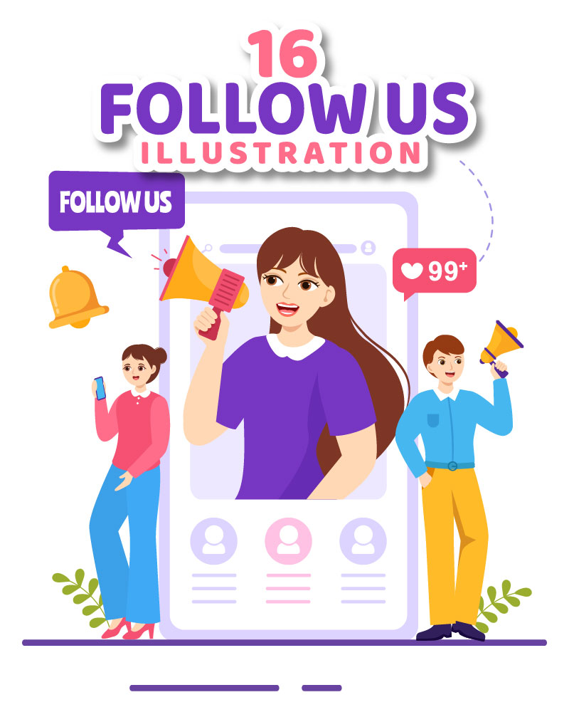 16 Follow Us and Like Illustration