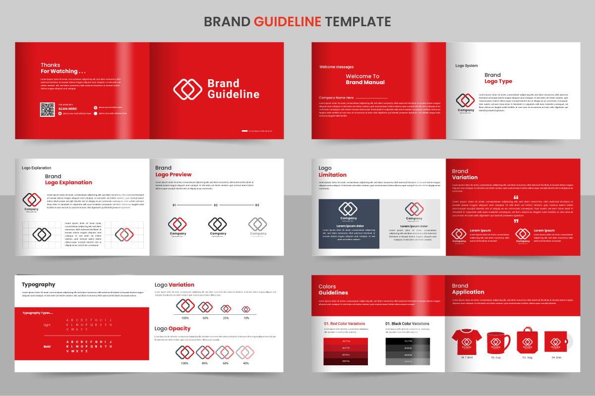 corporate brand  Guidelines template. Brand Identity presentation. Logo Guide Book. Logotype idea
