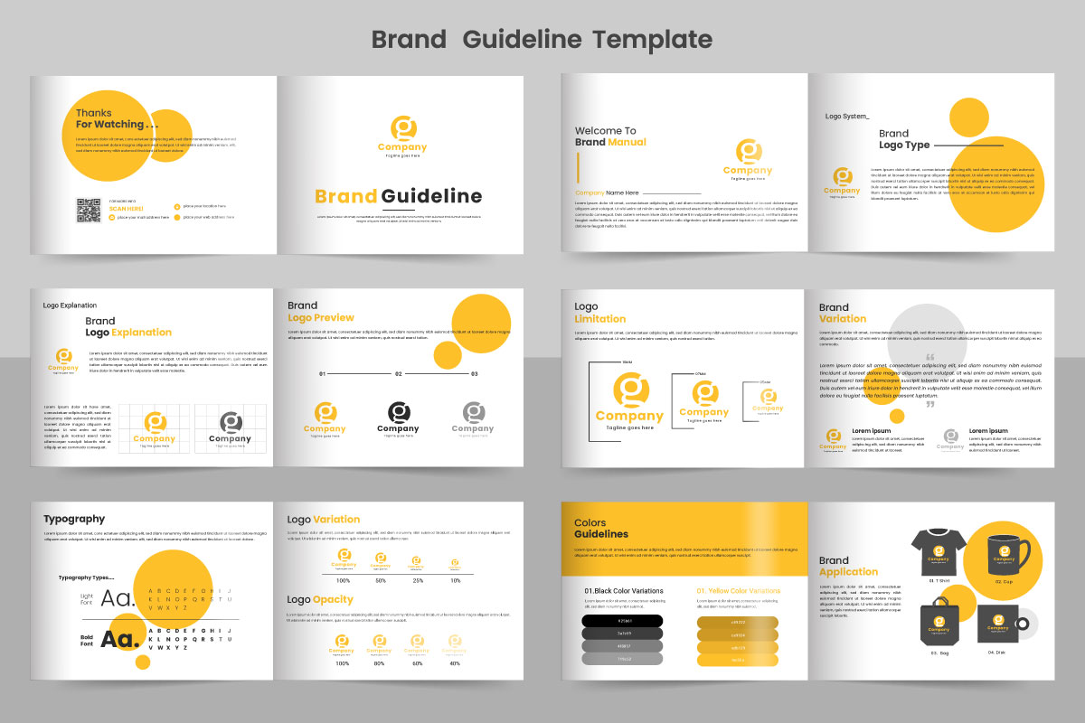 Corporate brand  Guidelines template. Brand Identity presentation. Logo Guide Book. Logotype ideas