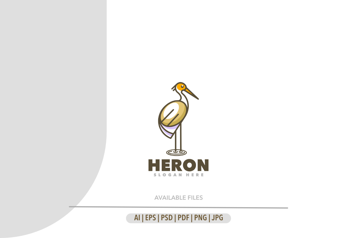 Heron stork outline simple logo design