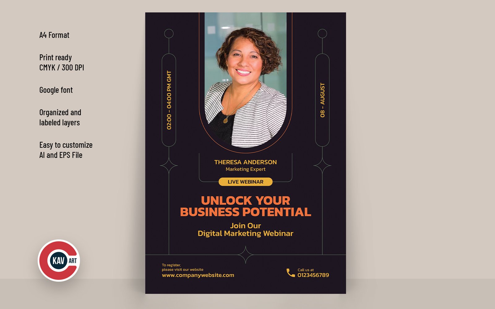 Digital marketing online workshop flyer vector design template - 00014