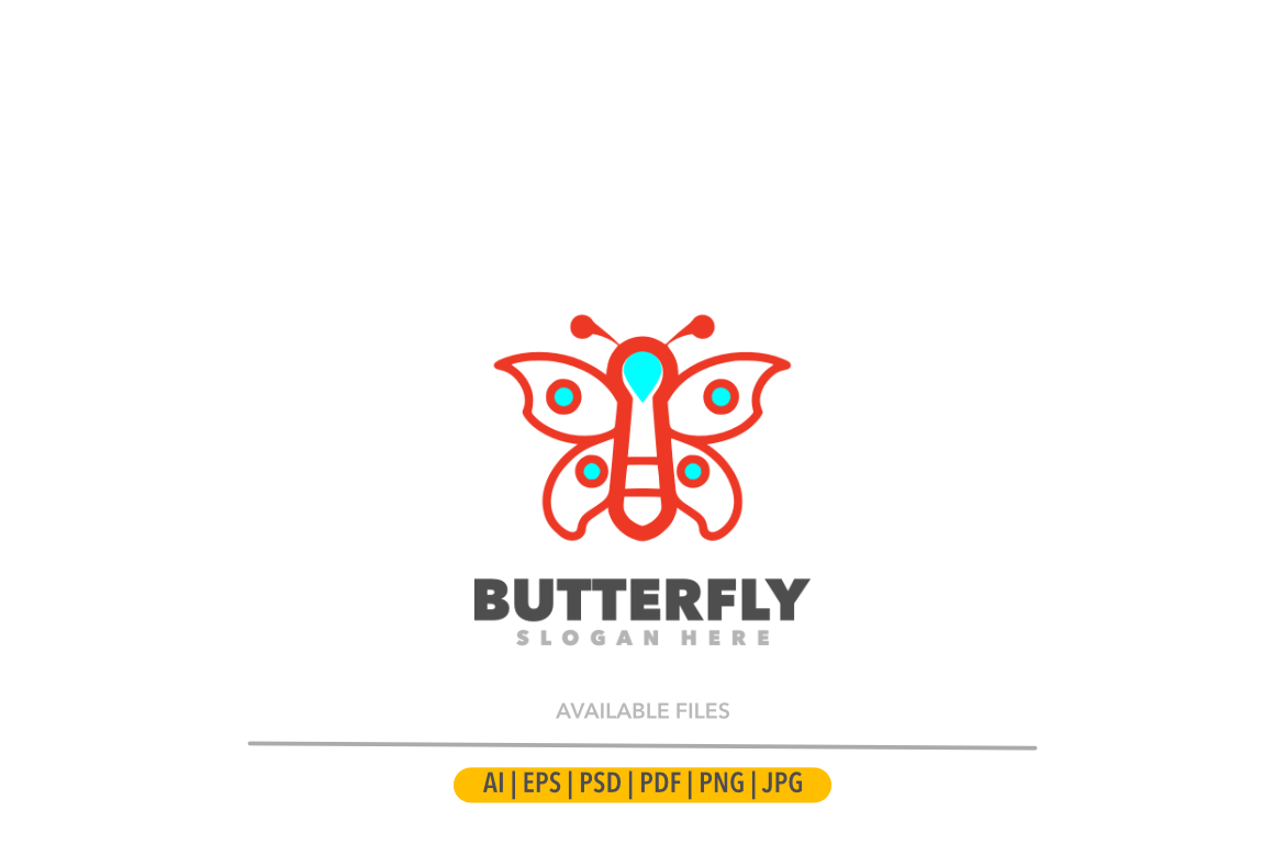 Butterfly red line art design logo