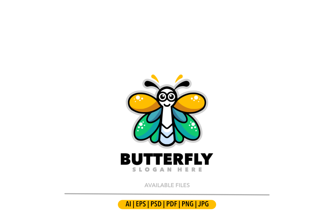 Butterfly cute mascot cartoon logo