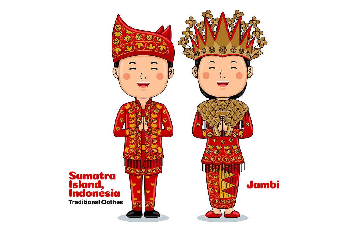 Couple wear Traditional Clothes greetings welcome to Jambi