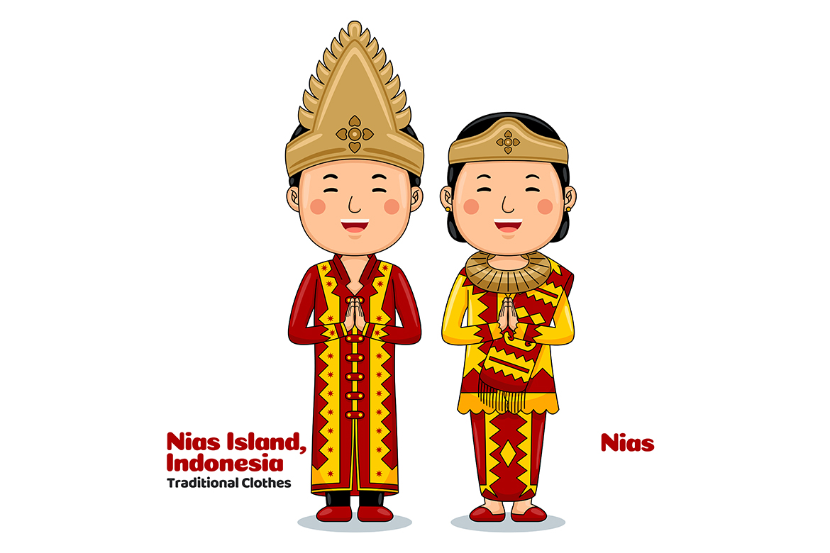 Couple wear Traditional Clothes greetings welcome to Nias Island