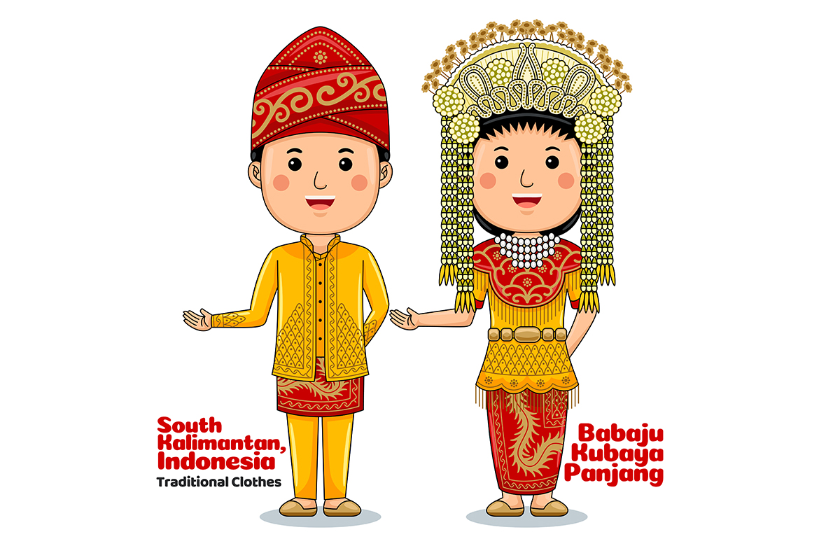 Welcome Gesture with Couple South Kalimantan Traditional Clothes