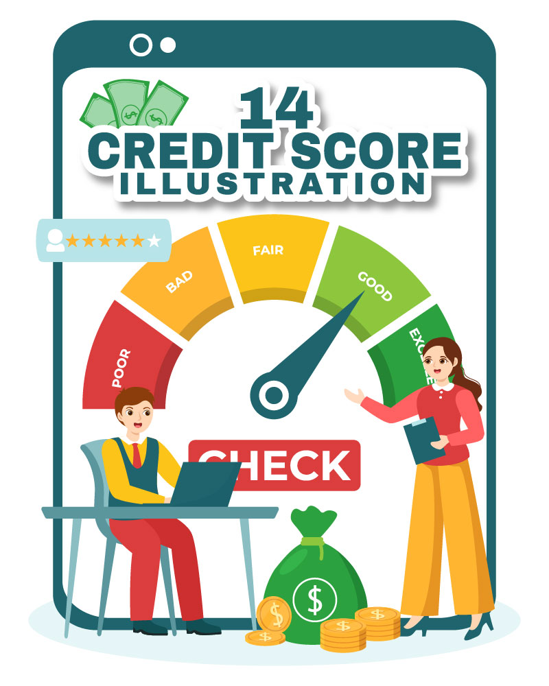 14 Credit Score Vector Illustration