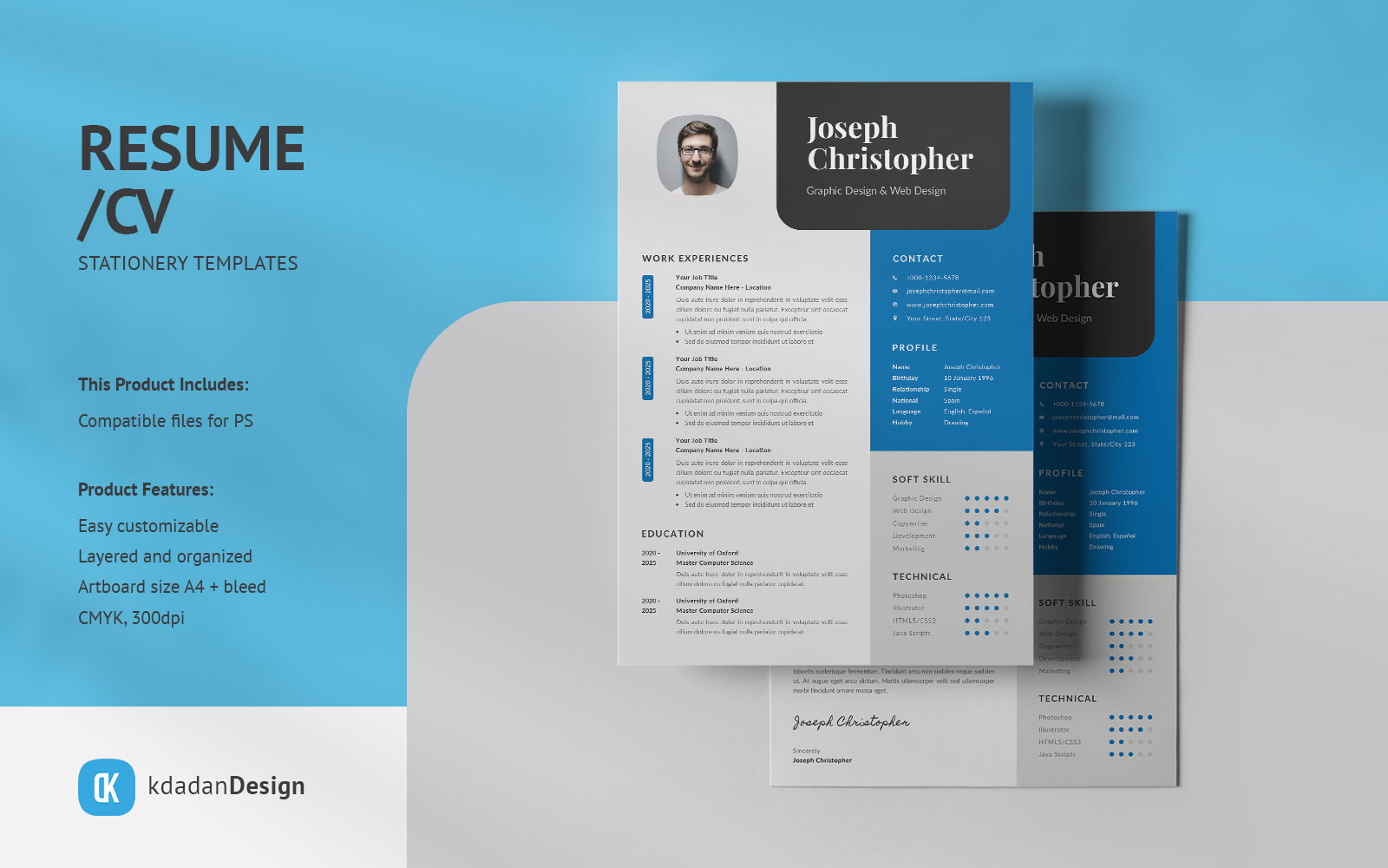 Resume/CV PSD Design Templates Vol 178