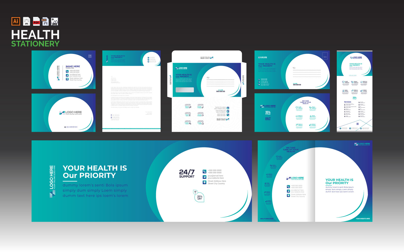 Health print identity Stationery Design