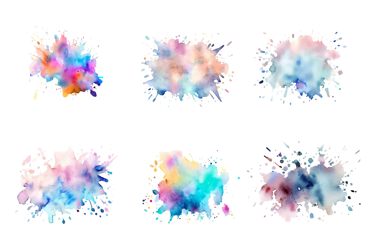 Colorful paint splatter ink background,  Abstract ink splash brush stroke