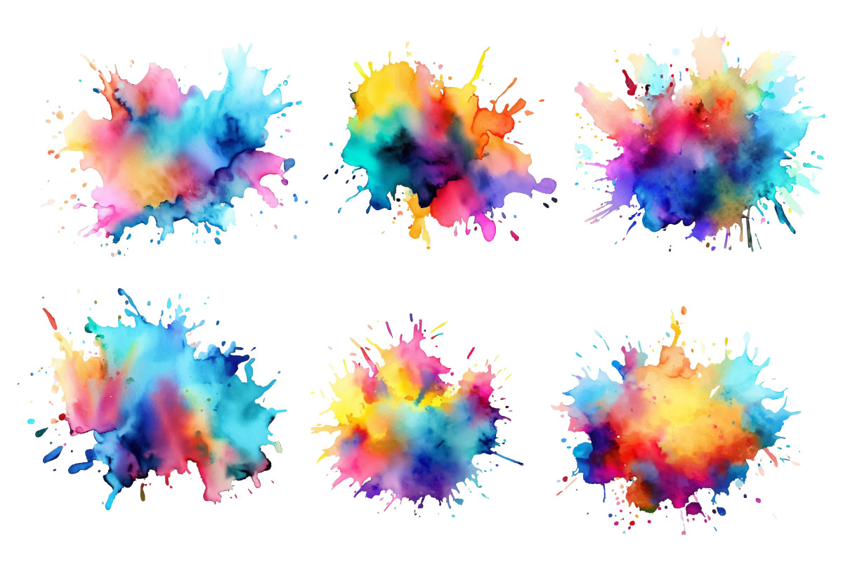 Colorful Ink splash paint splatter background