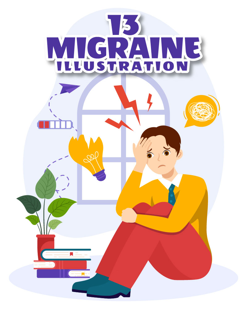 13 Migraine Vector Illustration