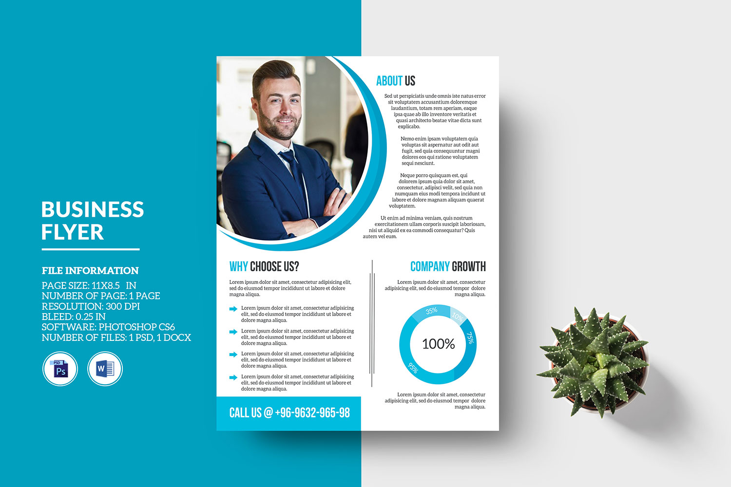 Minimal Company Business Flyer Template. Ms word and Photoshop.