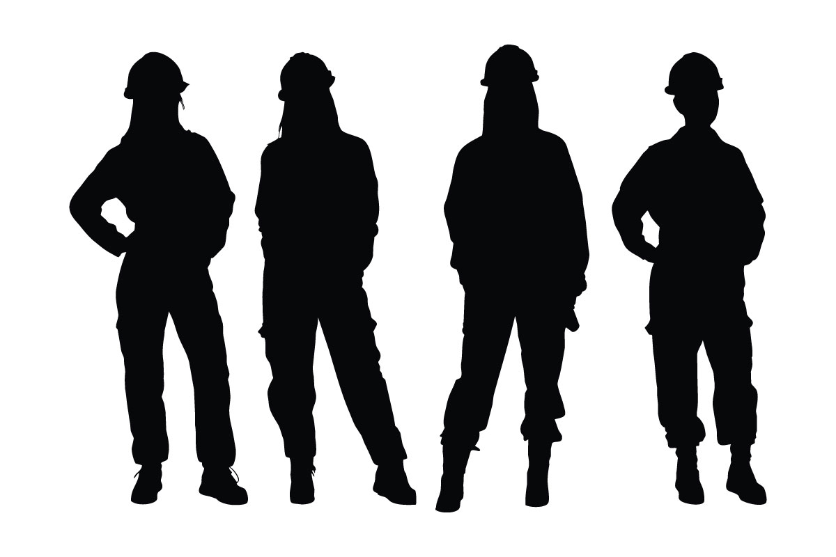 Anonymous engineer girl silhouette set