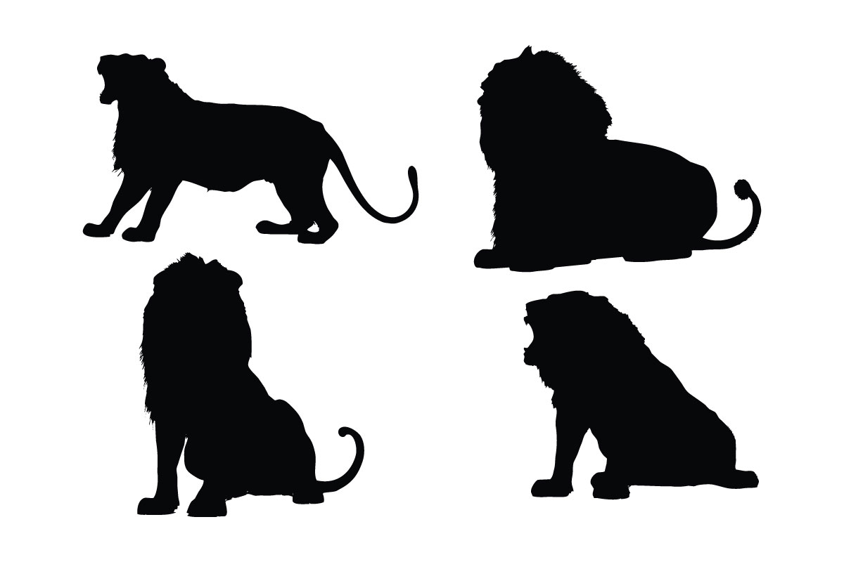 Male lion roaring silhouette bundle